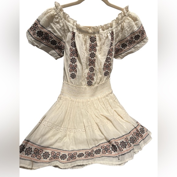 LoveShackFancy Cream Embroidered Off-Shoulder Blouse - Picture 3 of 5